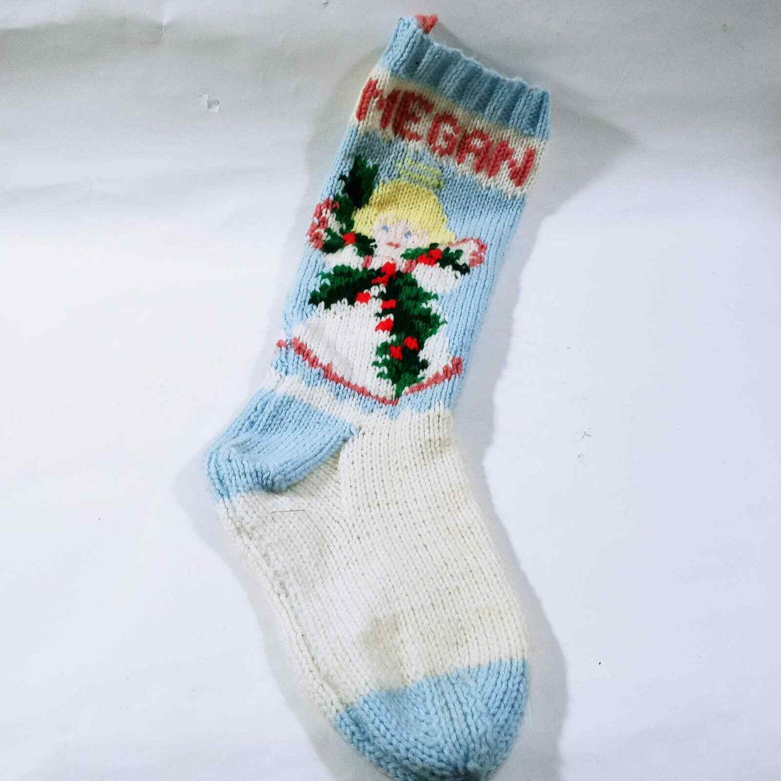 Vintage Knitted Christmas Stocking Angel Megan Hand Crochet (cb6)