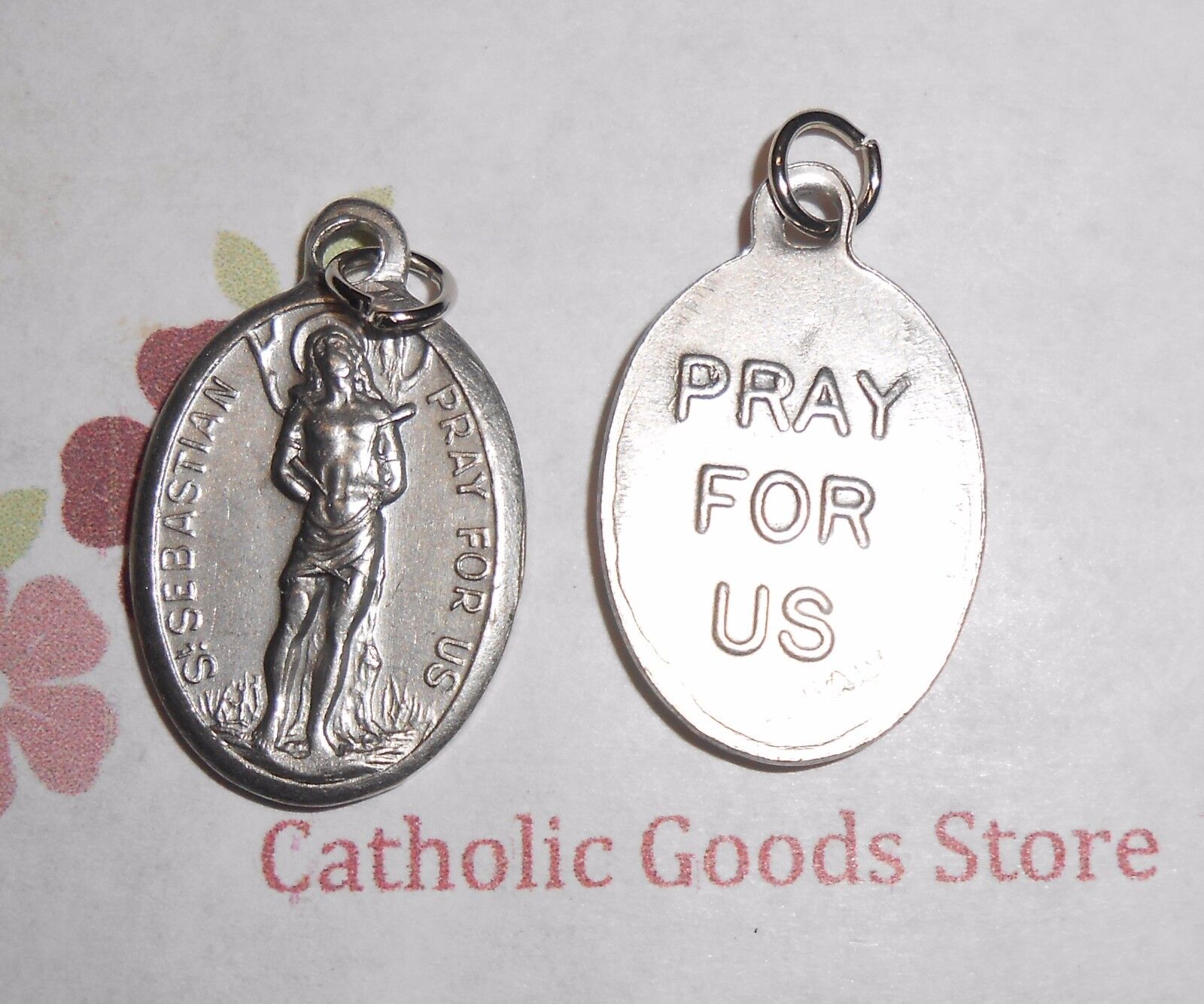 Saint St. Sebastian - Pray for Us  - Ox Italian Silver Tone 1 inch Medal 