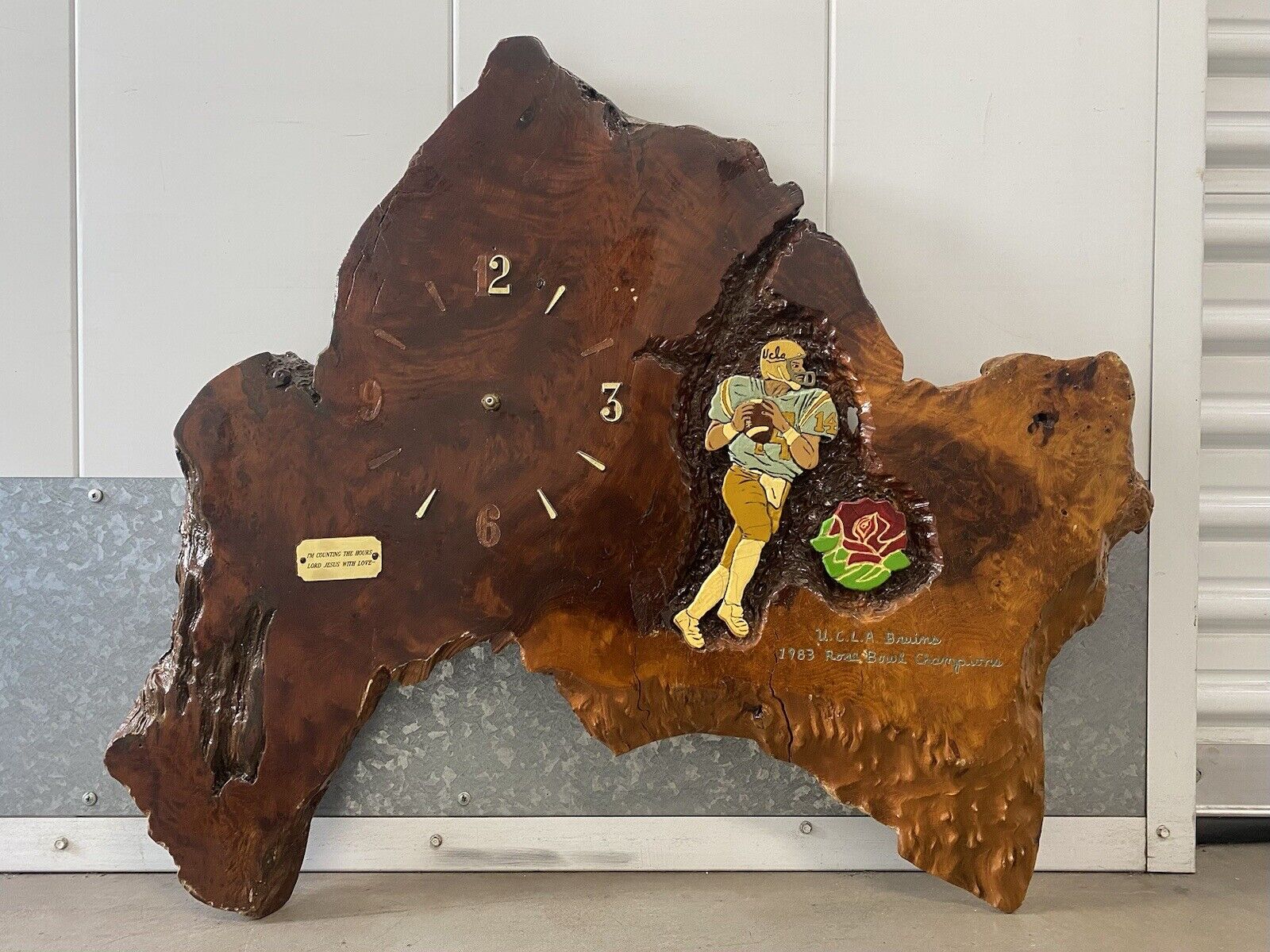 🔥 Vintage BRUINS College Football UCLA Wood Clock, Tom Ramsey - Rose Bowl 1983