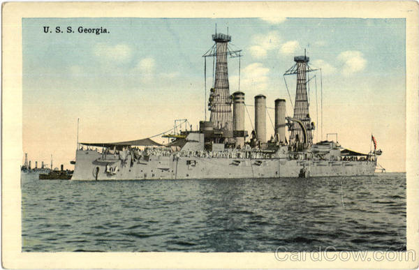 U. S. S. Georgia Tichnor Antique Postcard Vintage Post Card