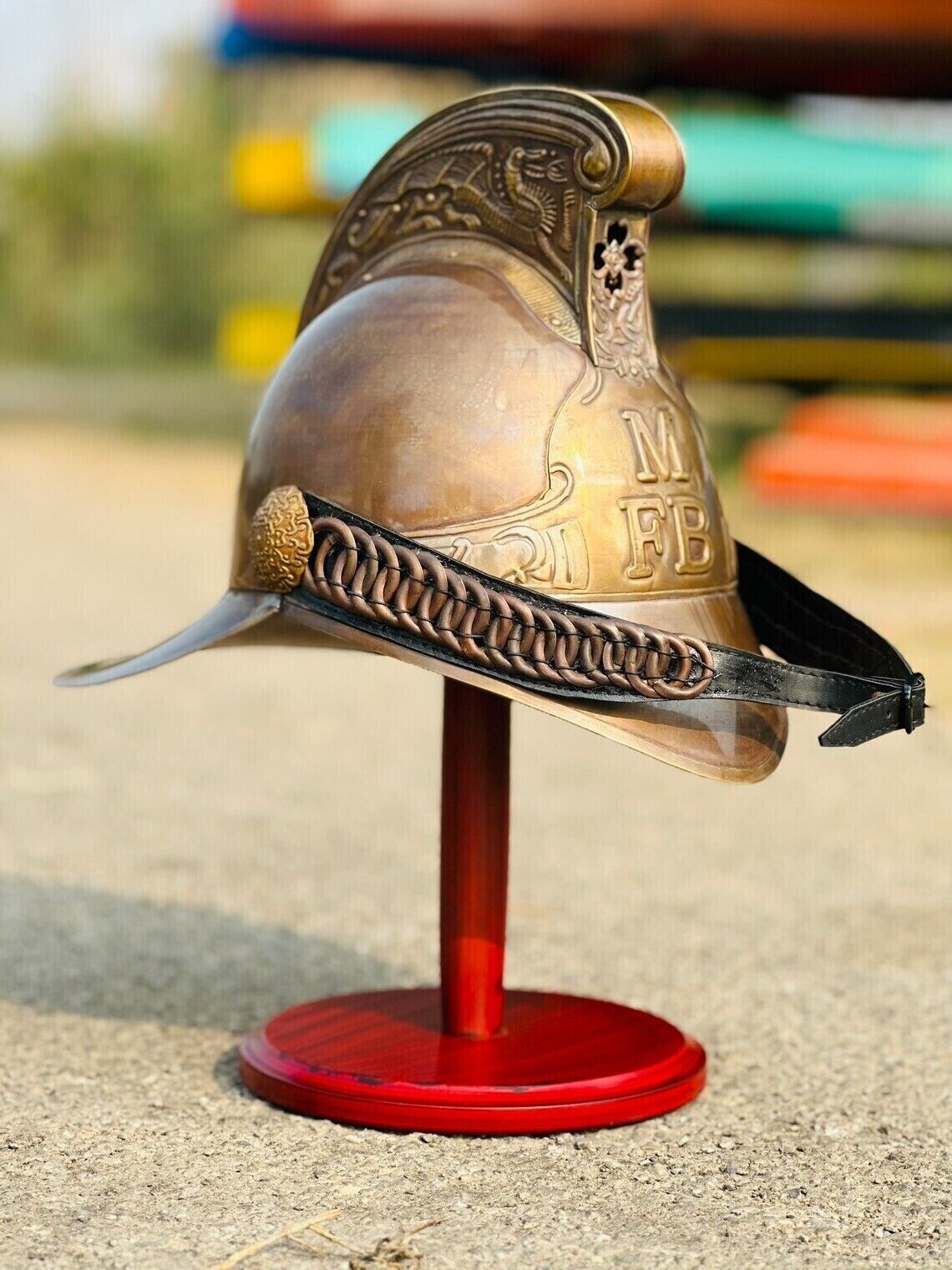 British Fire Cheif Victorian Helmet Authentic Brass Fireman Helmet Napoleonic