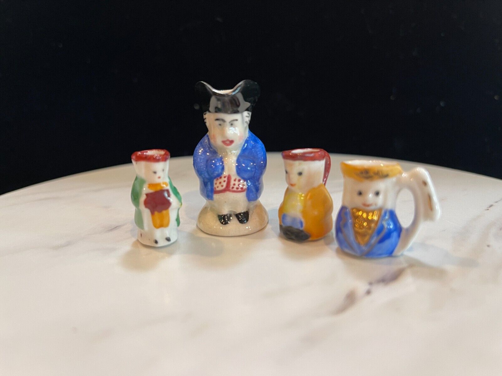 Miniature Toby Pitcher & Mugs Lot of 4, Unmarked 