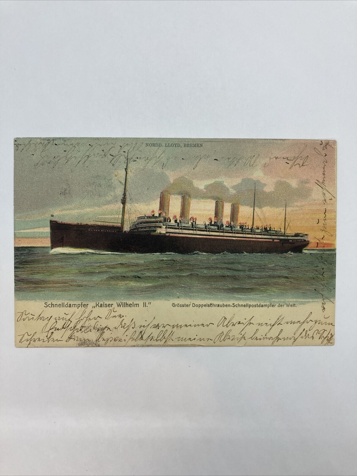 SS KAISER WILHELM II , NORD-DEUTSCHER SHIP ~ used Postcard Posted 1924