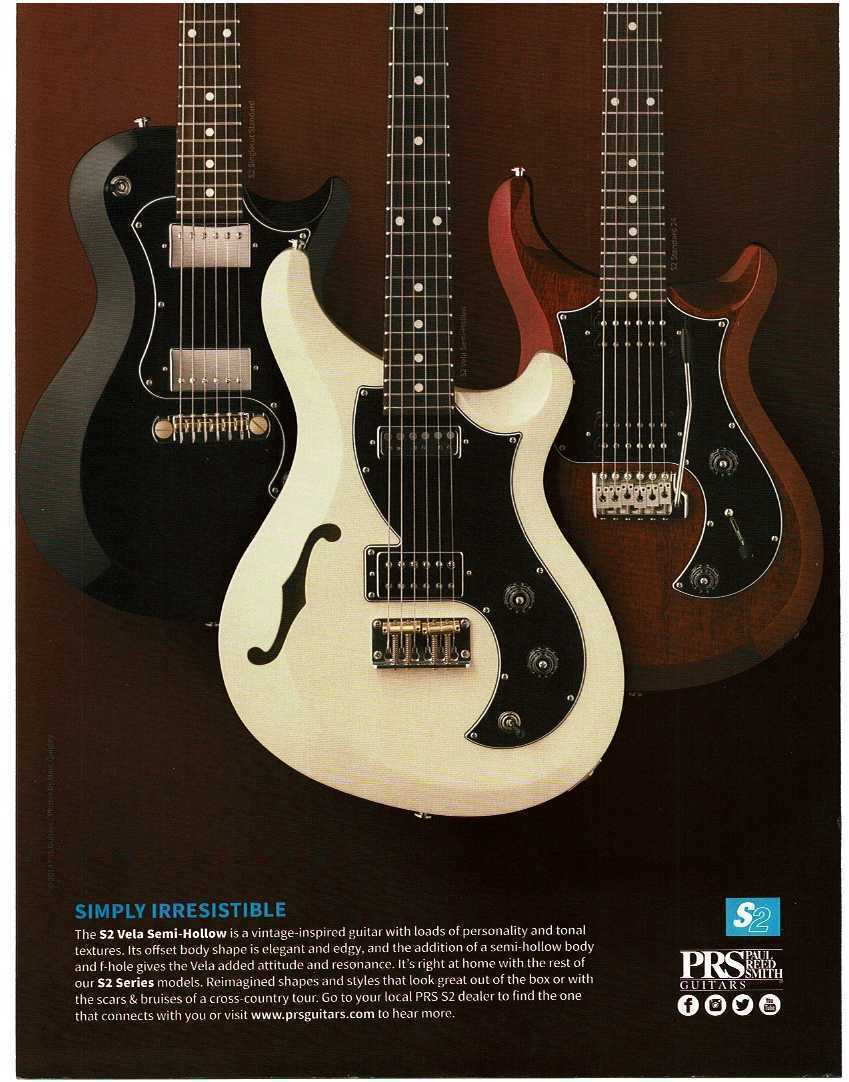 2019 PRS S2 Vela Semi-Hollow Electric Guitar Magazine Ad