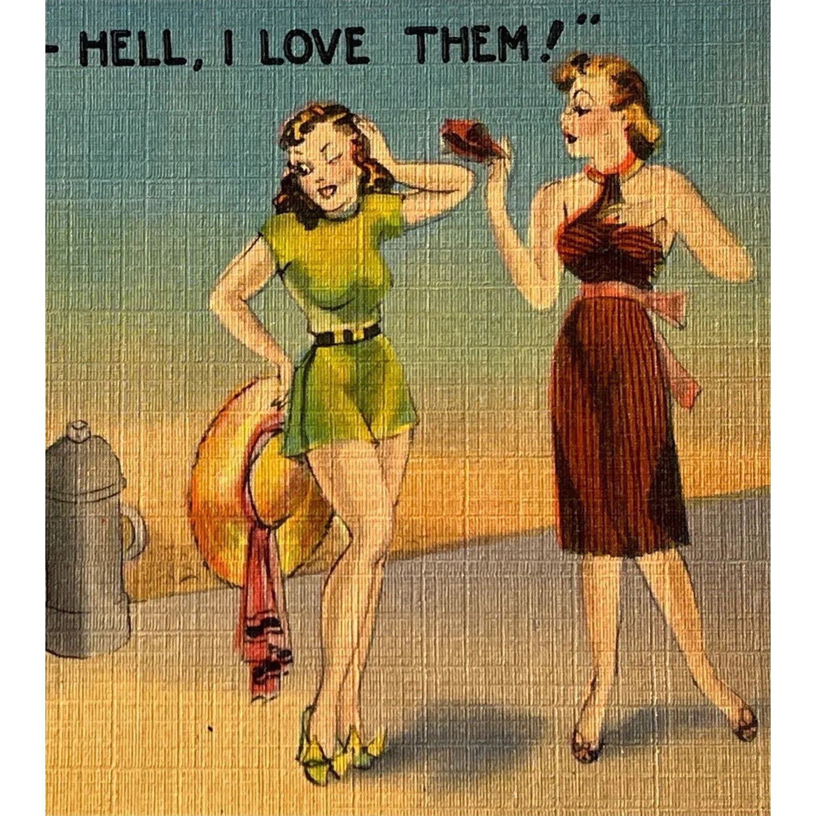 Antique Lithograph Postcard Early 1900s Humorous The Sexes Colorful Asheville Co