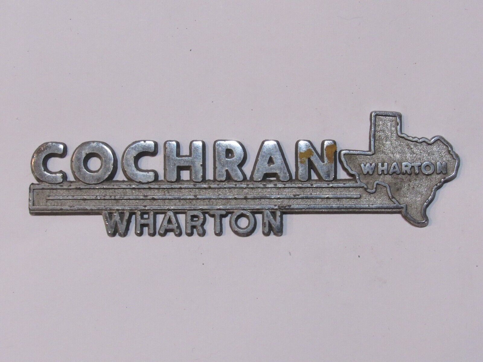 Vintage Cochran Buick Wharton Texas Metal Dealer Badge Emblem Tag Trunk TX Rare