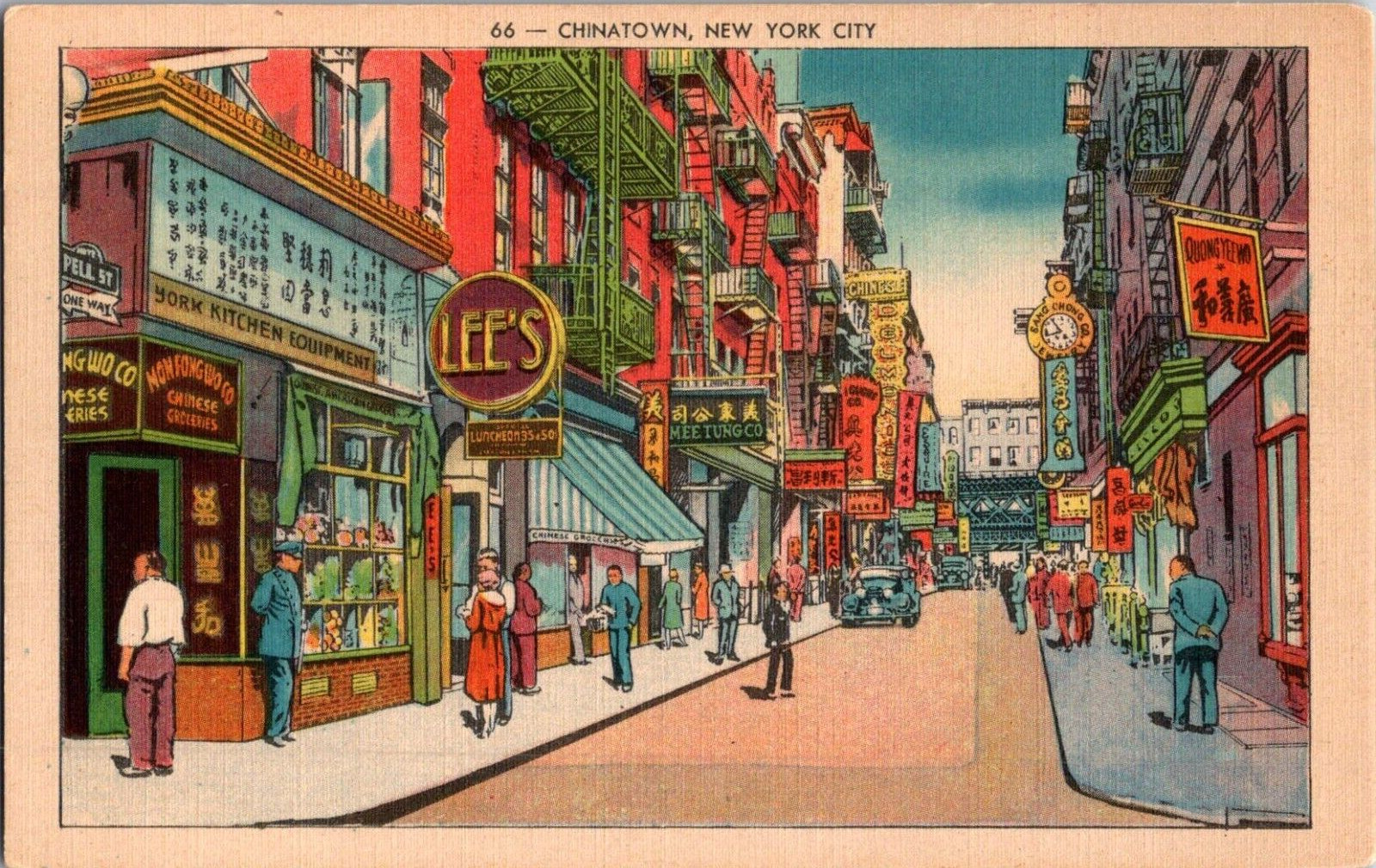 Chinatown, New York City Linen Vintage Postcard - Posted (Manhattan Post)