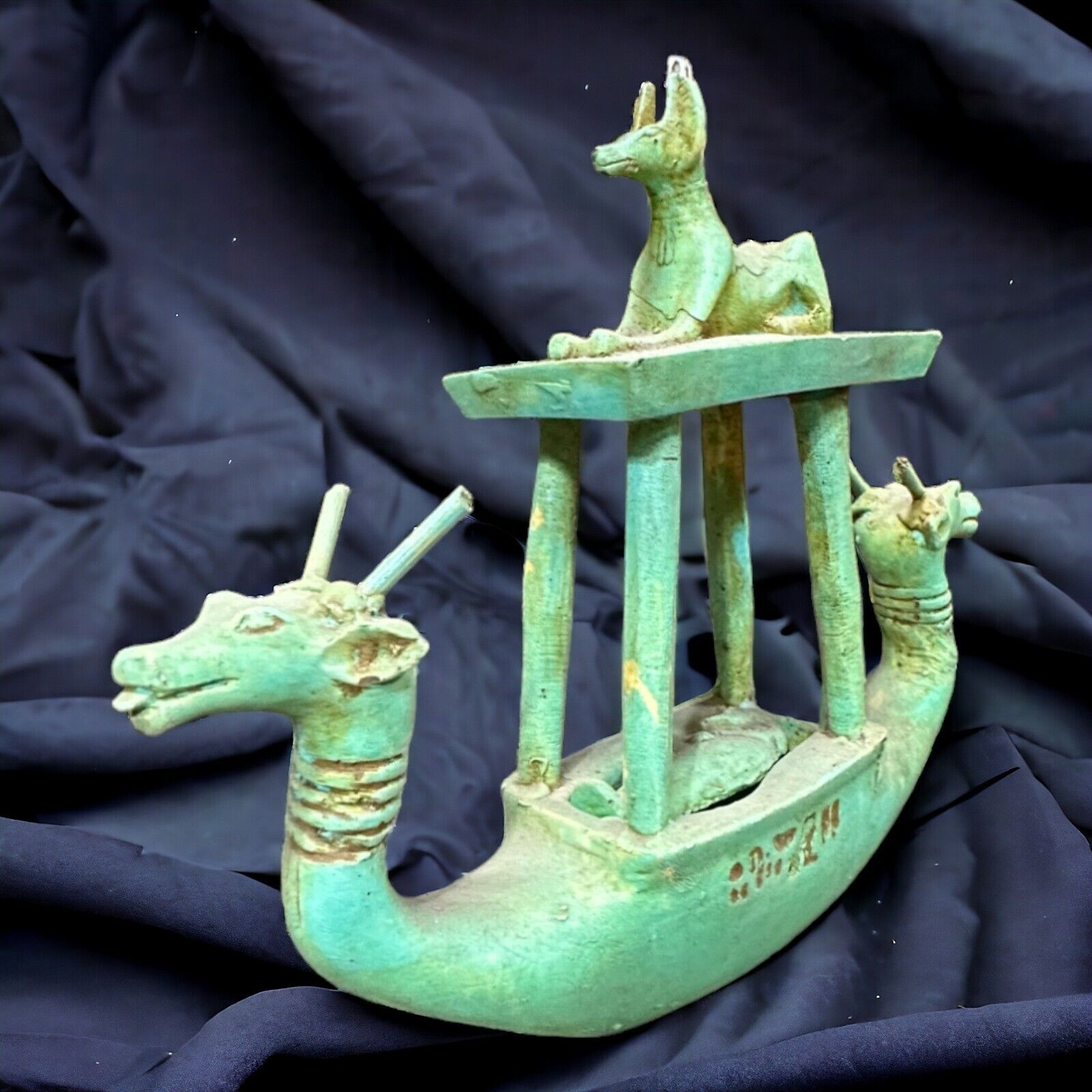 Rare Ancient Egyptian Boat Antiques Anubis Statue Egyptian Rare Pharaonic BC