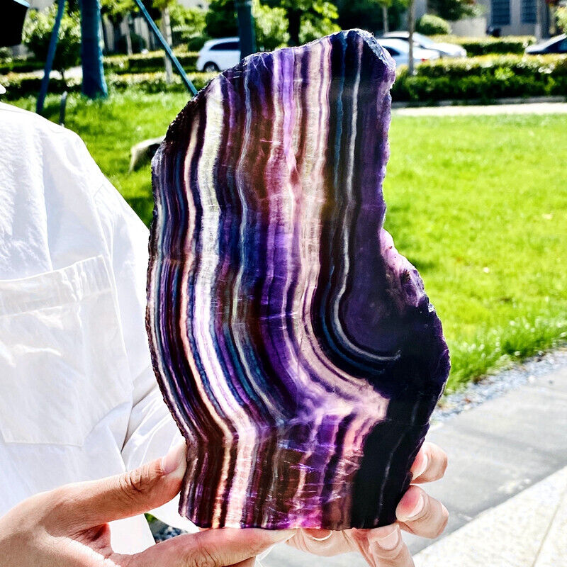 2.72LB Natural color fluorite slice quartz crystal mineral specimen