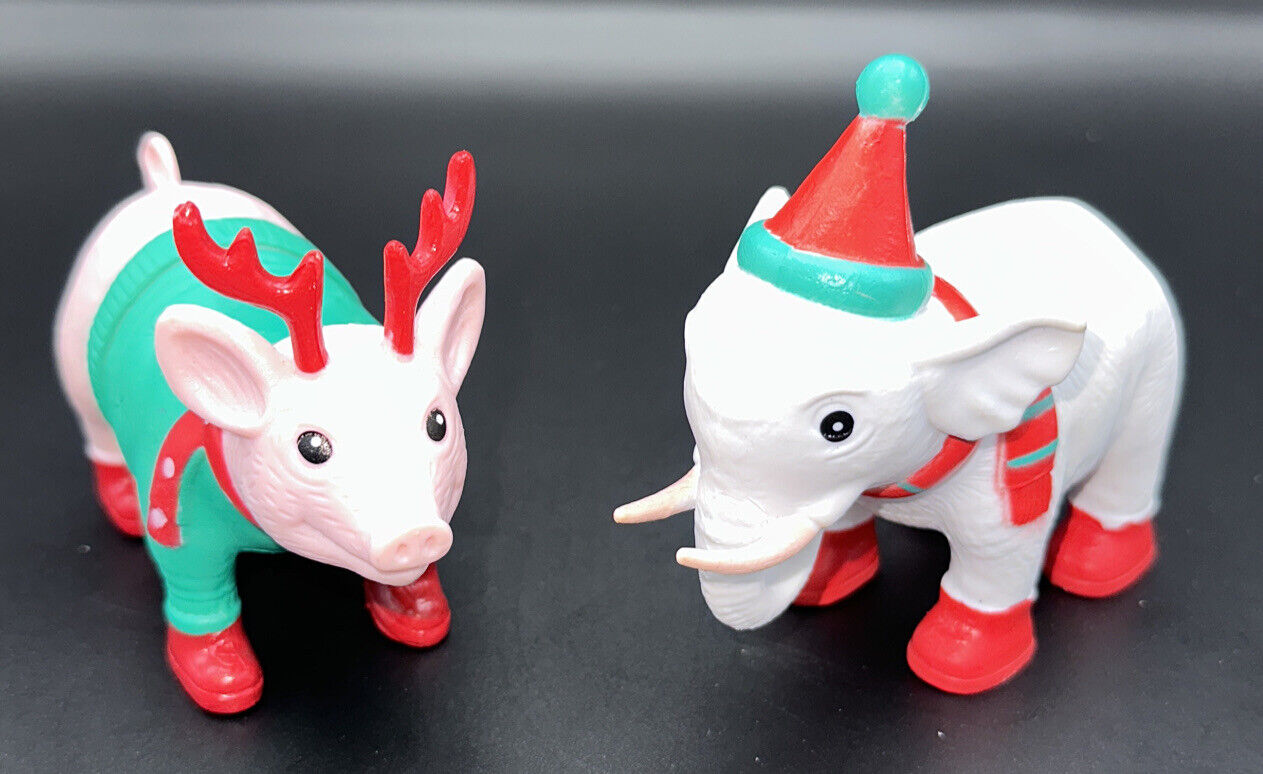 Ankyo Target Holiday Animal Figures Christmas Elephant and Reindeer Pig
