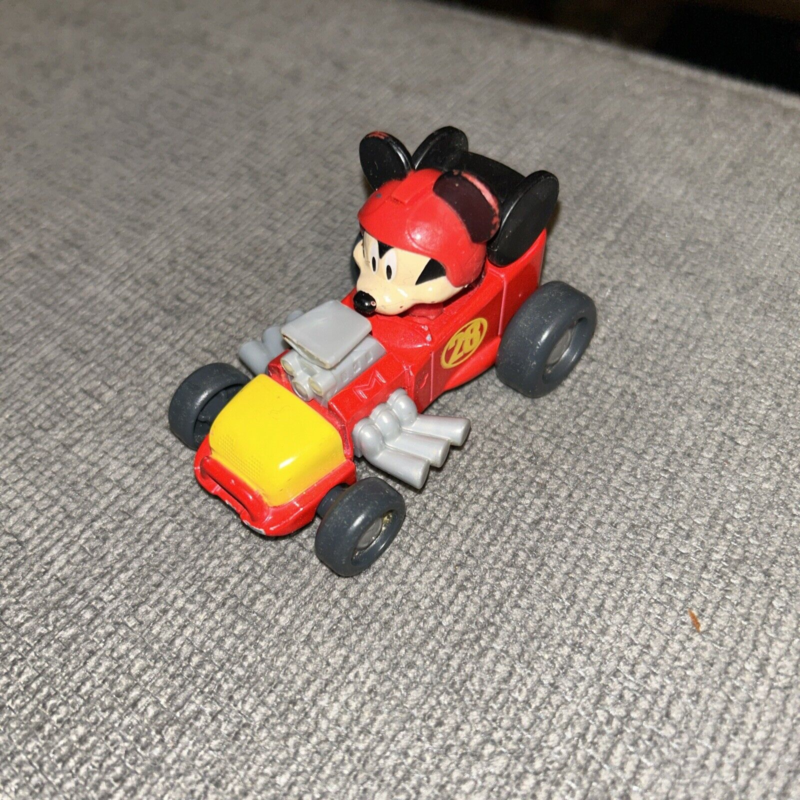 Micky Mouse Mattel Red Toy Car #28, 2016, DISNEY CAR  With Wheels 🏎️