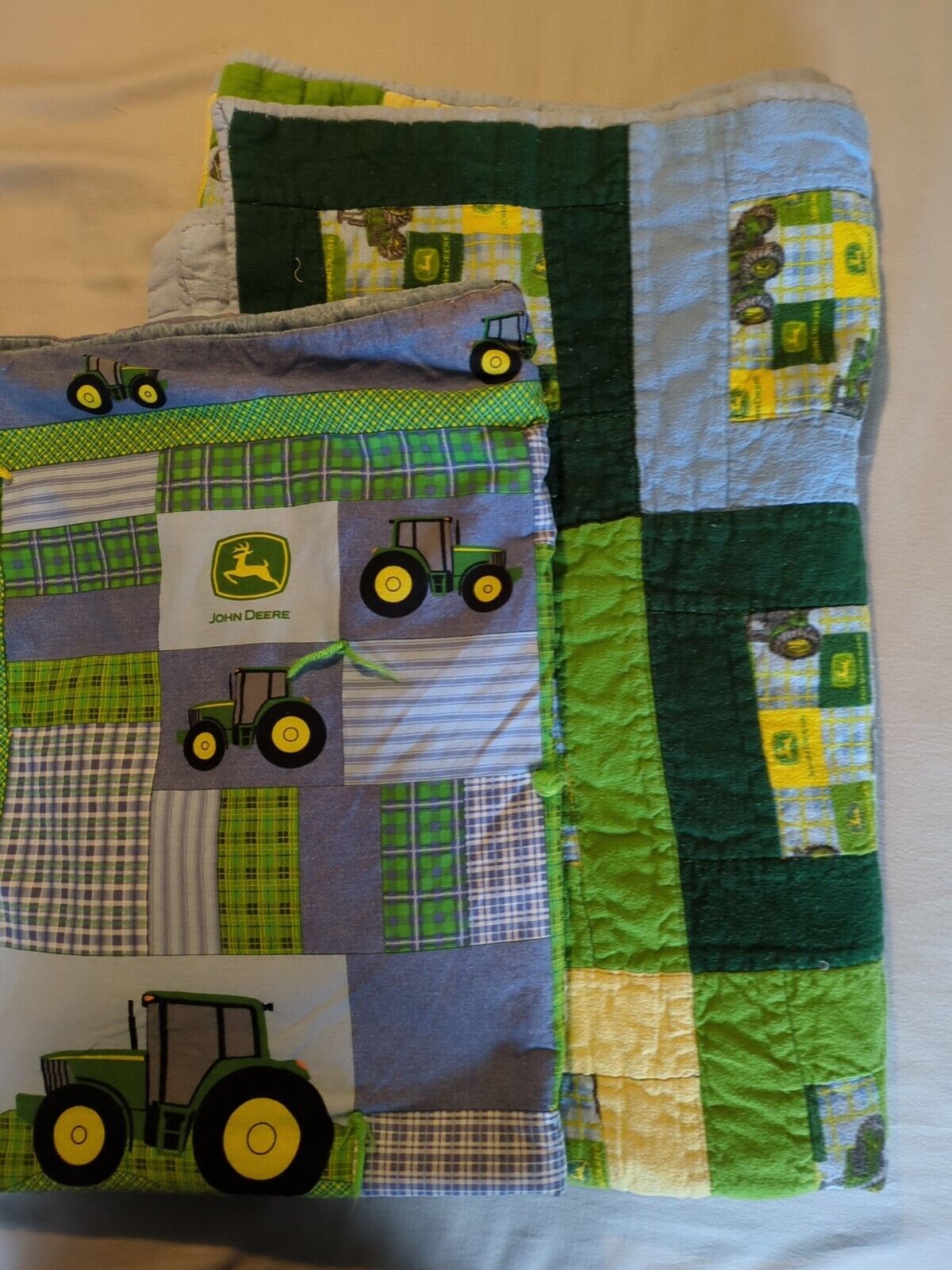 2 Granny Chic John Deere Tractor  Throws/Quilts Handmade 64”x47\