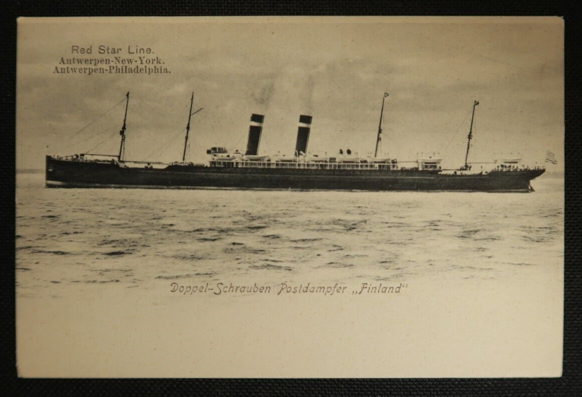 SS Finland Doppel Schrauebn Postcard Steamship Red Star Line Antwerp New York