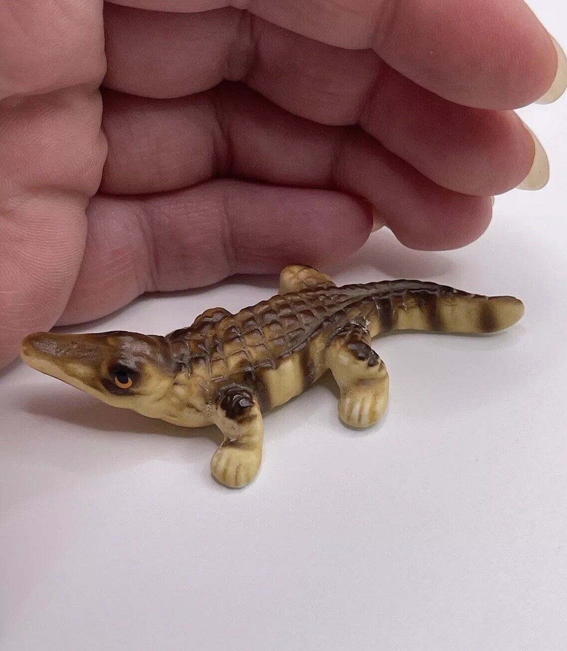 Vintage Bone China Miniature Alligator Crocodile Tiny Trinket Figurine