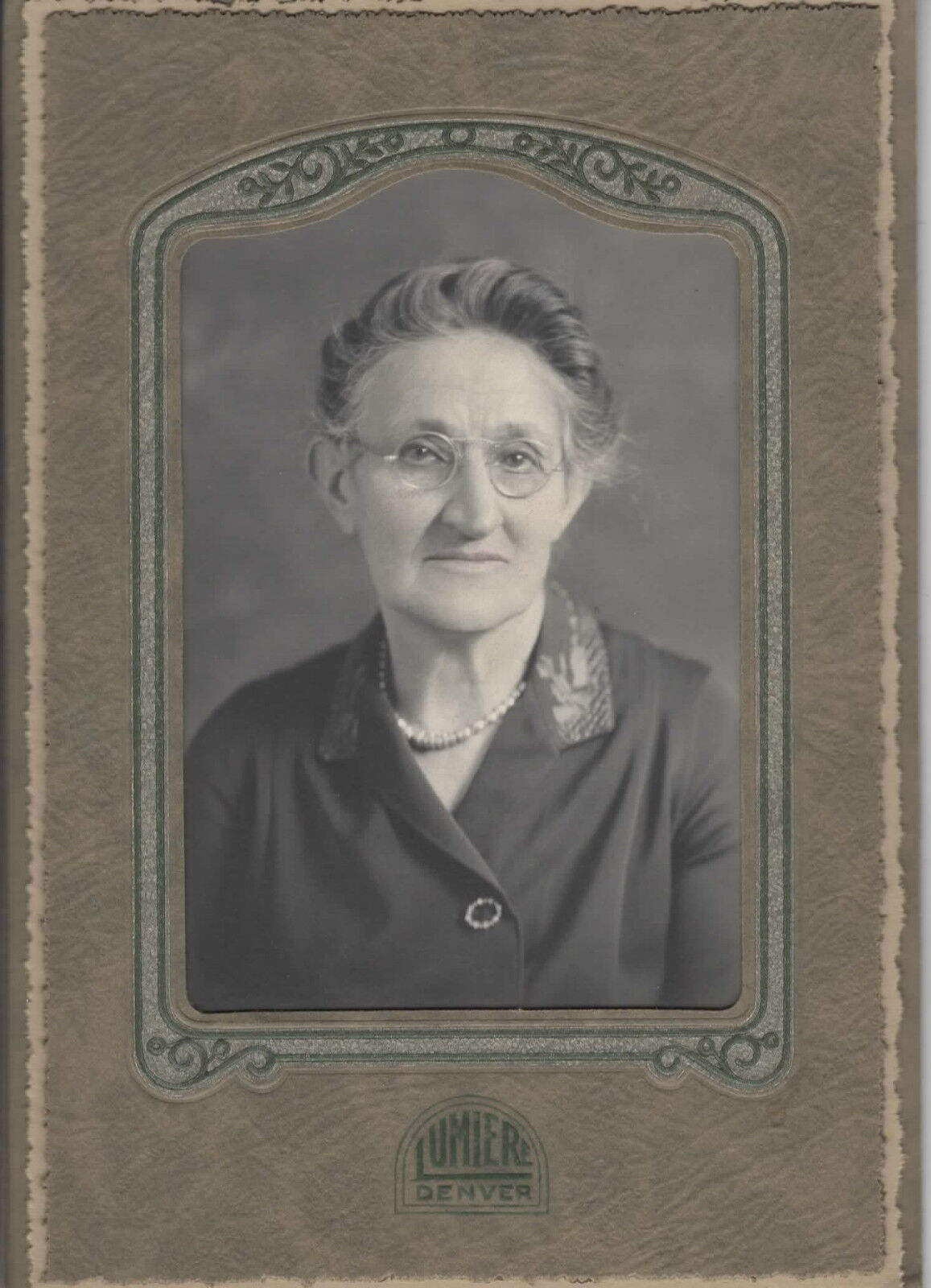 Antique Photo-Denver Colorado-WEIMMAM Family Lady-Glasses-Necklas-Lumiere Photog