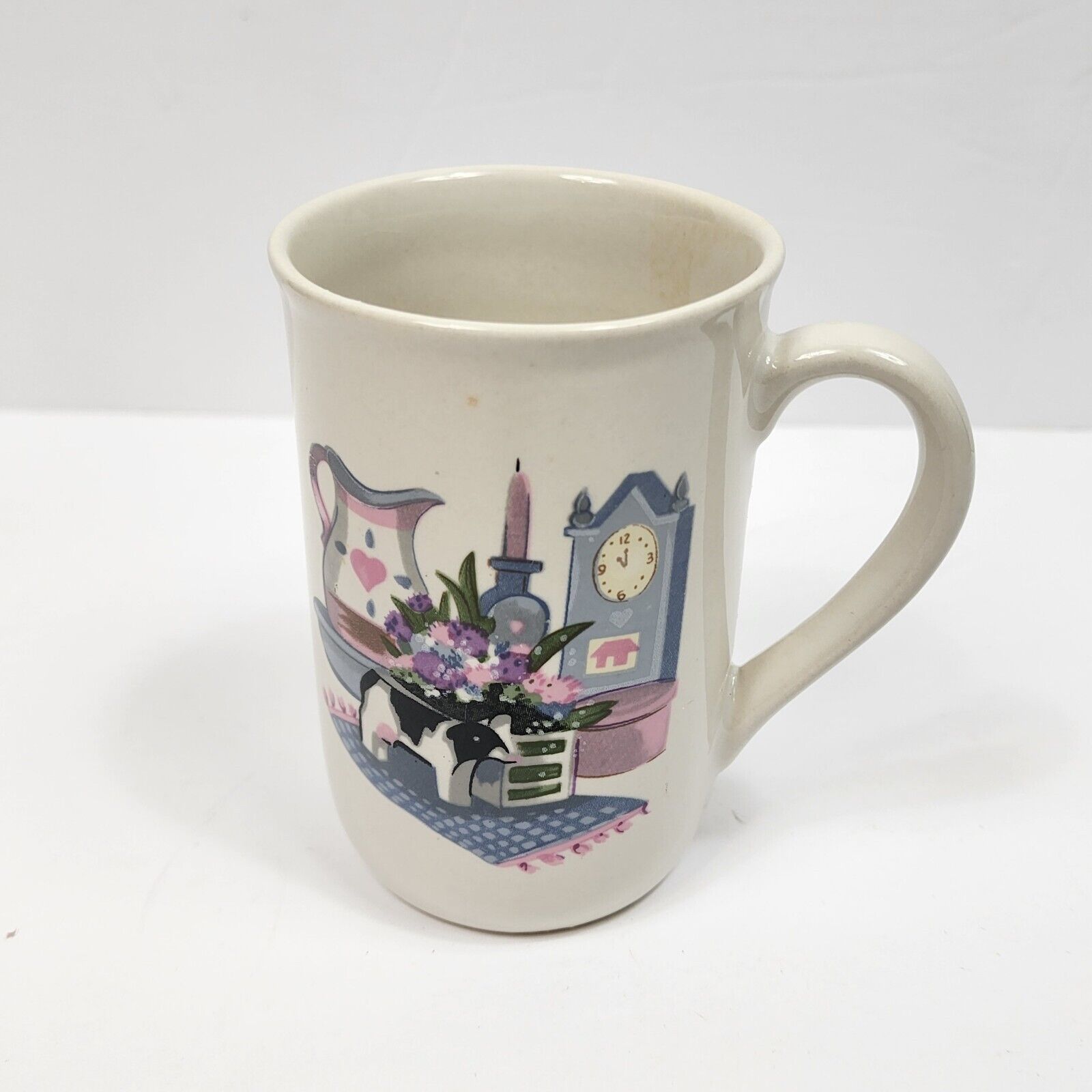 Vintage Ceramic Cup 1980\'s Country Farm Cow Scene Almar Industries Coffee Mug