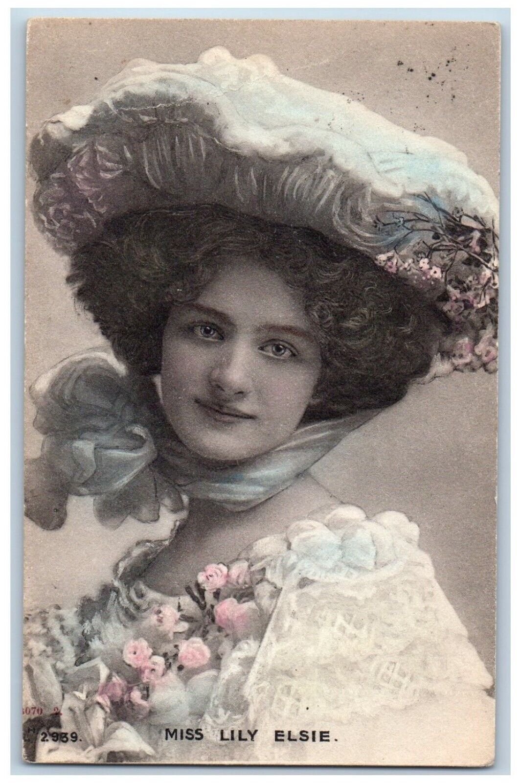Miss Lily Elsie Postcard Edwardian English Actress Pretty Woman Big Hat c1910's