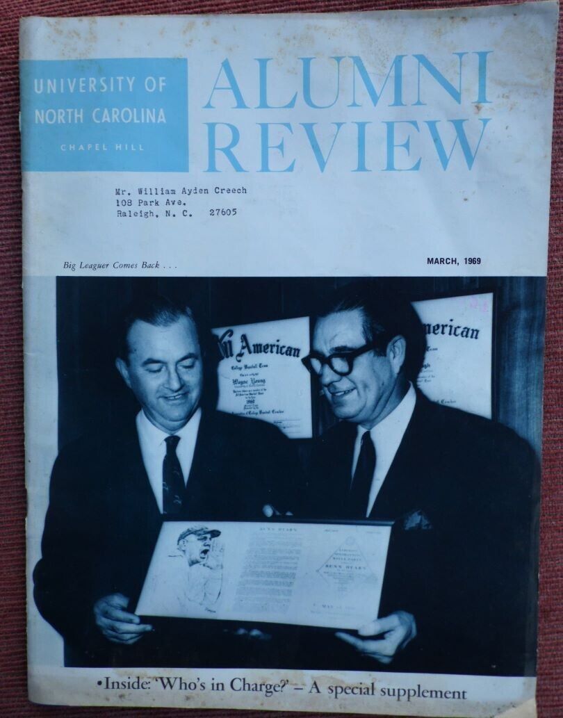 Rare UNC North Carolina Alumni Review Magazine March 1969