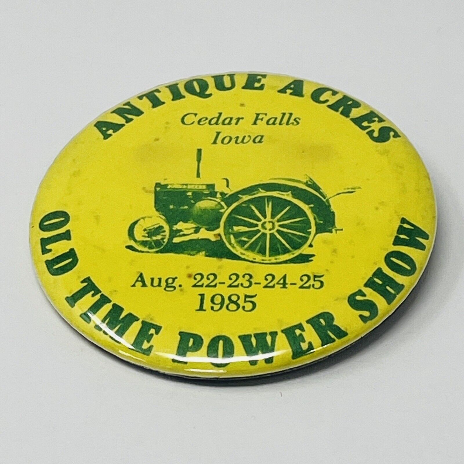 1985 Antique Acres Cedar Falls IA Old Time Power Show Button Pin