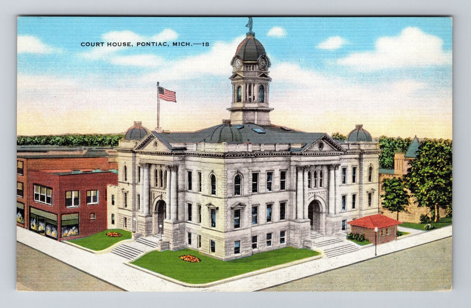 Pontiac MI-Michigan, Court House, Antique Vintage Souvenir Postcard