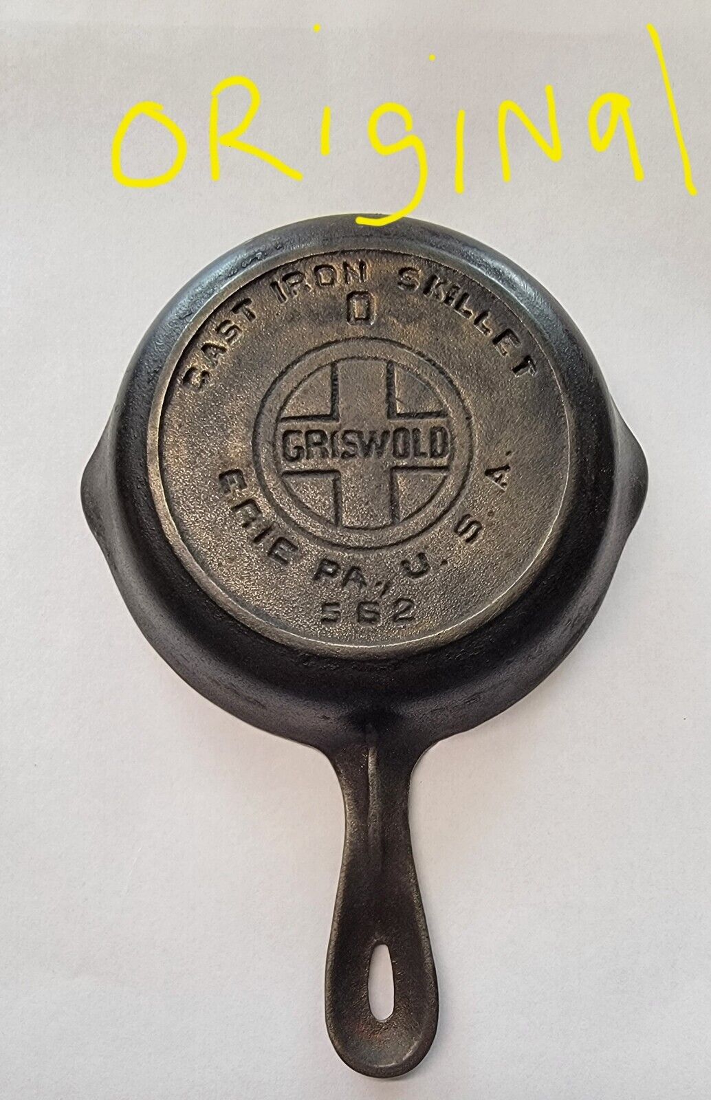 GRISWOLD #0 Cast Iron Skillet 562 Rare Hard To Find Old Handle Toy 