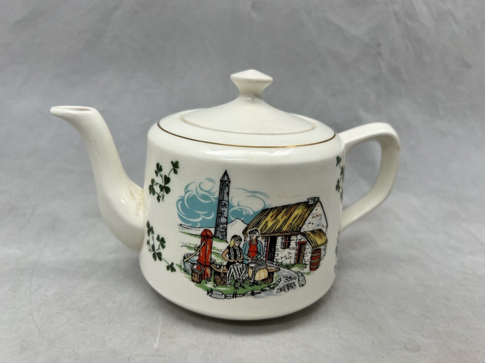 Vintage Carrigaline Pottery  Cork Ireland Village Sheild  Mini Teapot & Lid Home