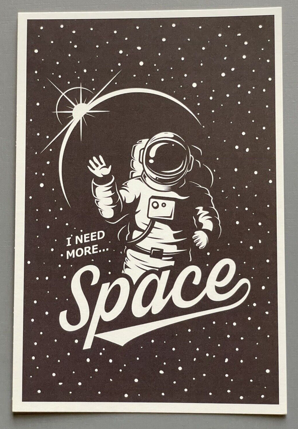 I Need Space Astronaut - Vector - Lantern Press Postcard