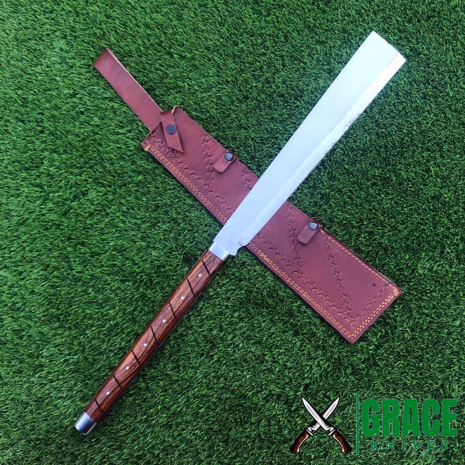HIGH Carbon Steel Machete Razor Sharp Blade With Custom Handmade Leather Sheath