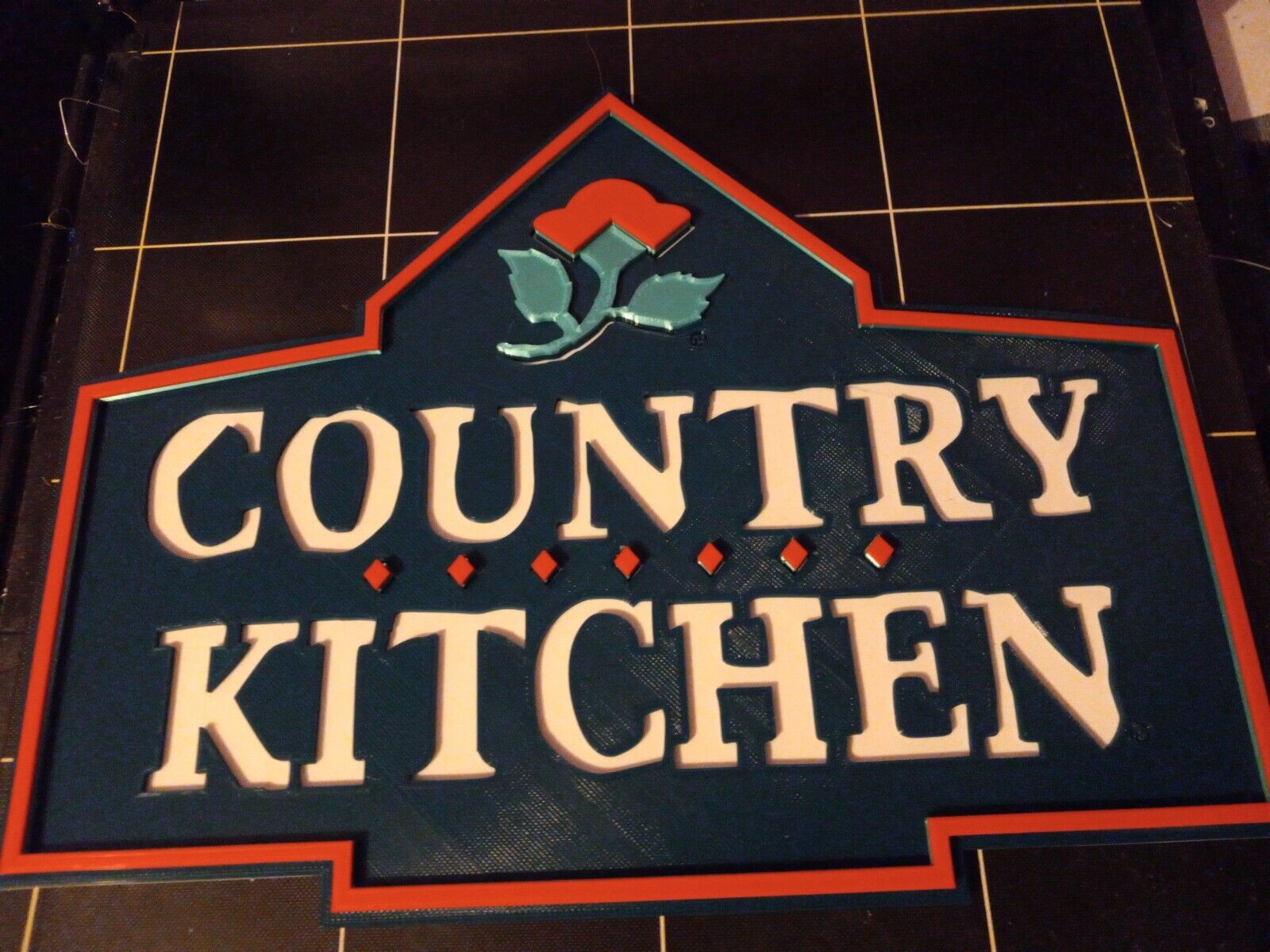 Vintage Country Kitchen 3D Sign Version Two Logo. 3D Printed.  15 Inch Long 