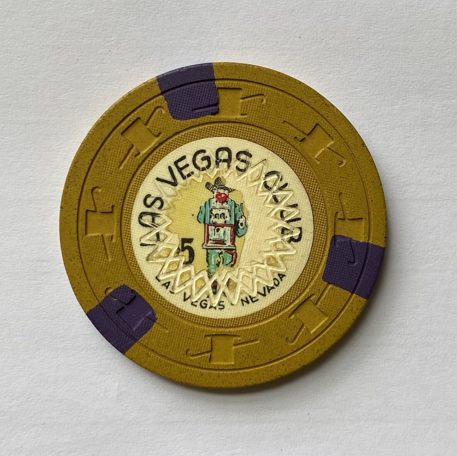 Las Vegas Club $5 Classic Bandit Casino Chip RARE Frank Polk Vintage Nevada