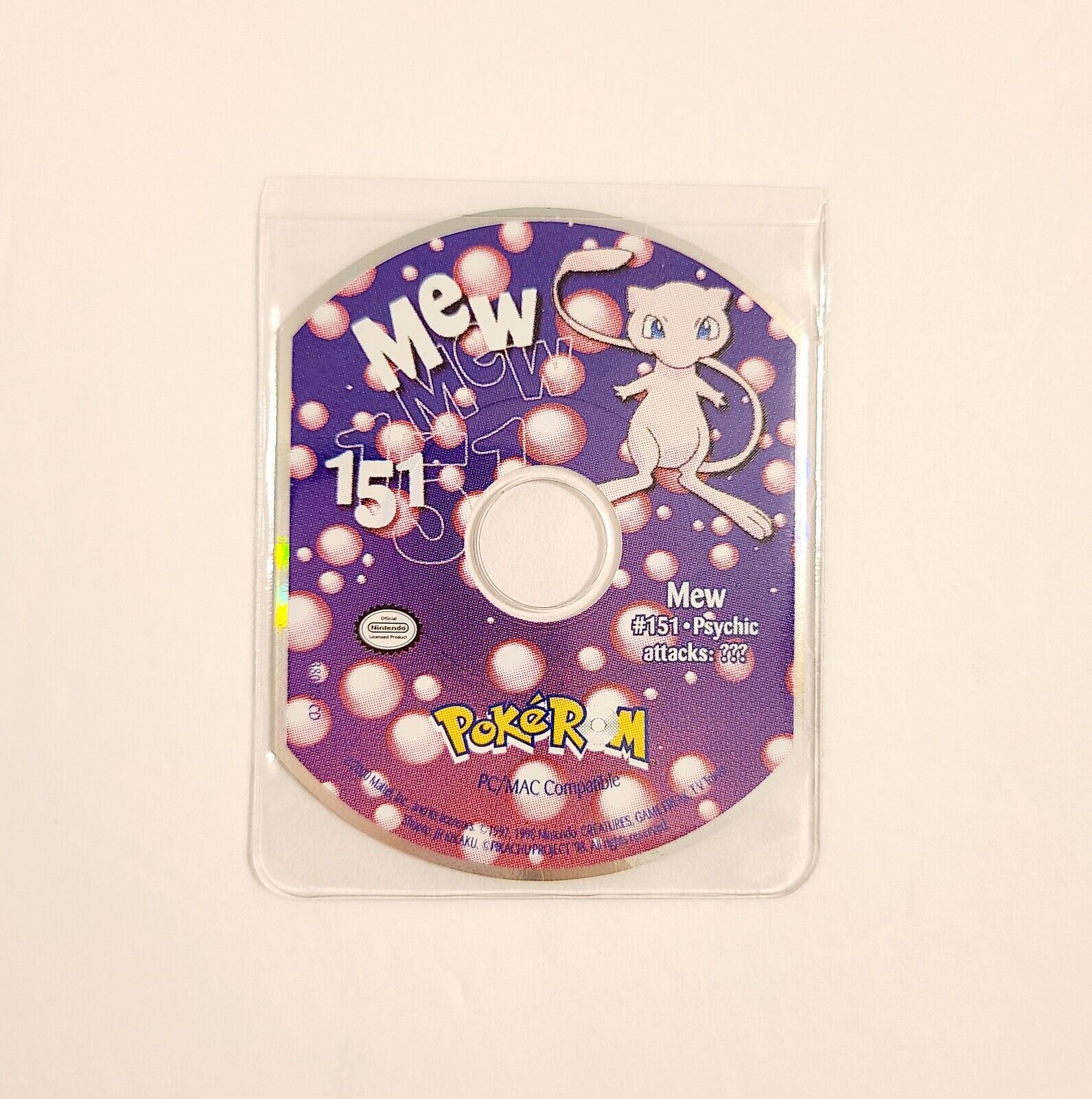 Pokémon MEW 151 Psychic Attacks PokéRom PC/MAC Compatible CD-ROM (2000) GREAT