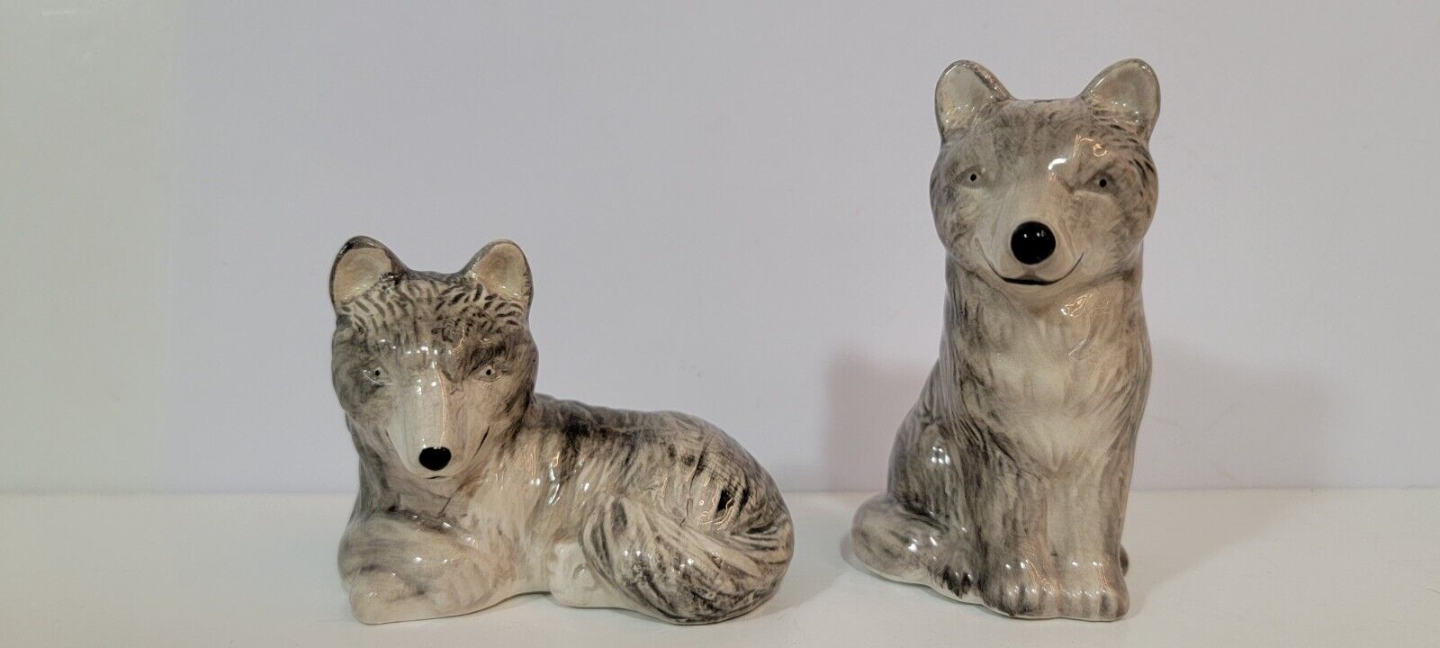 Vintage Salt And Pepper Shakers Wolf Wolves