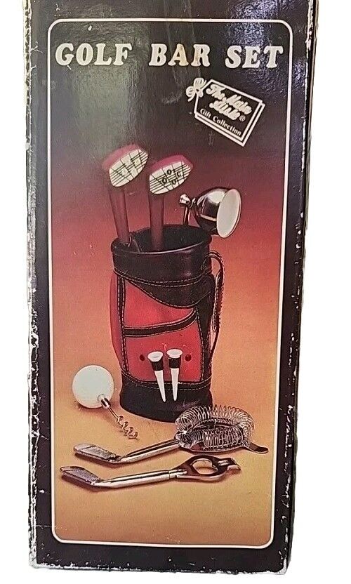 Vintage Golf Bag BAR SET  Rare Collectible Great Gift P/O Great Shape Box Worn 