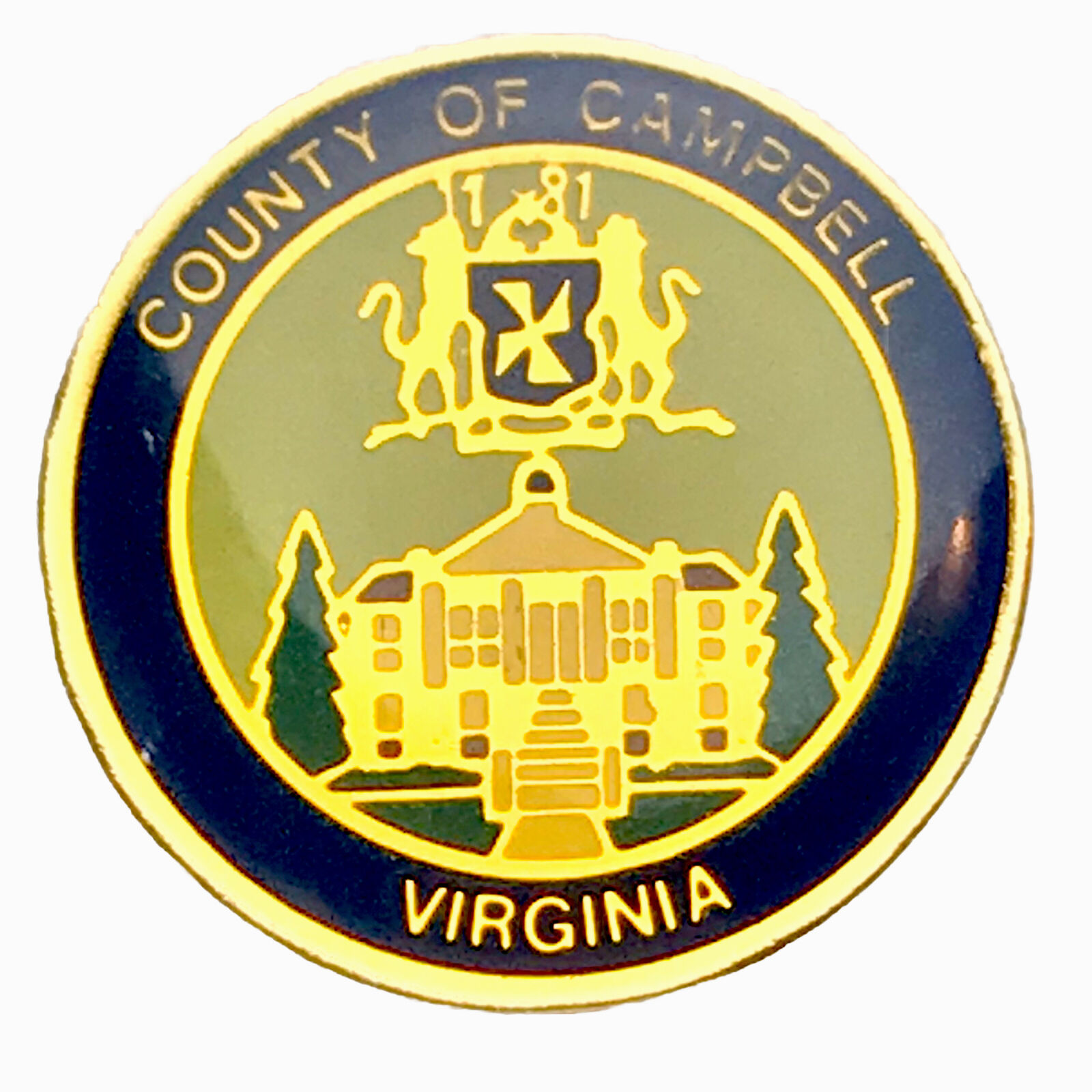 County Of Campbell Virginia Pin Gold Tone Enamel Vintage