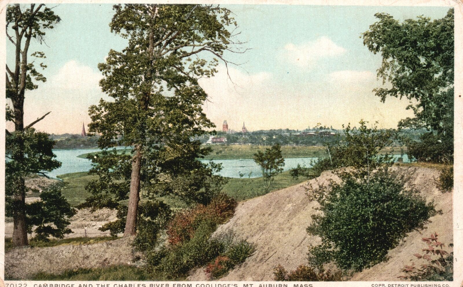 Vintage Postcard 1920\'s Campbridge & The Charles River Coolidges Mt. Auburn MA