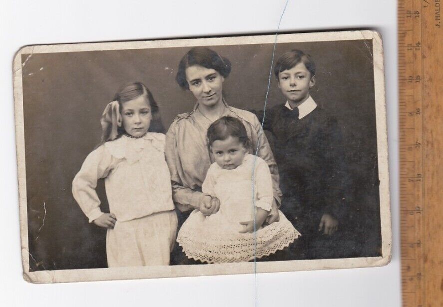 Vintage Photograph Family Group Sent To  salamanca barracks ? C 1910s  1920s 