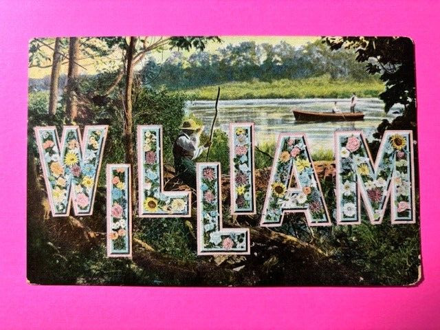 Vintage Postcard Large Letter Floral Name WILLIAM  Posted 1911