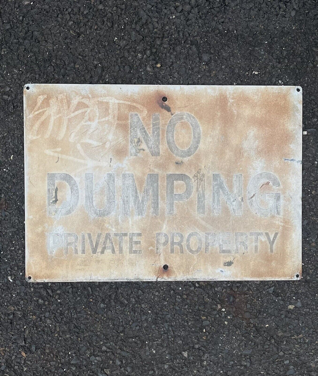 Vintage Metal Sign - No Dumping Private Property Faded Industrial 20x14” Sign R