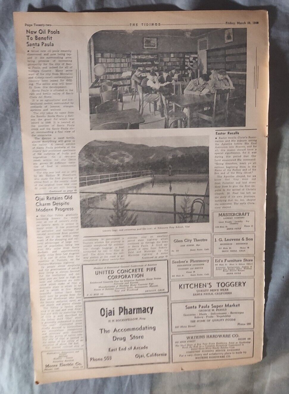 1940* articles-Oil Discovery to benefit Santa Paula/Ojai Retains Old Charm + ads