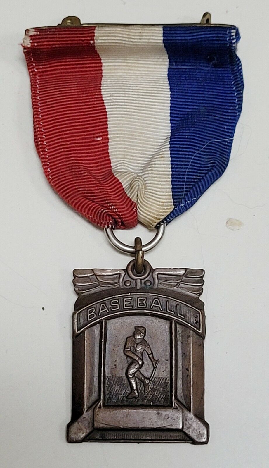 Antique 1920s Baseball Award Pin Trophy Pinback Ribbon