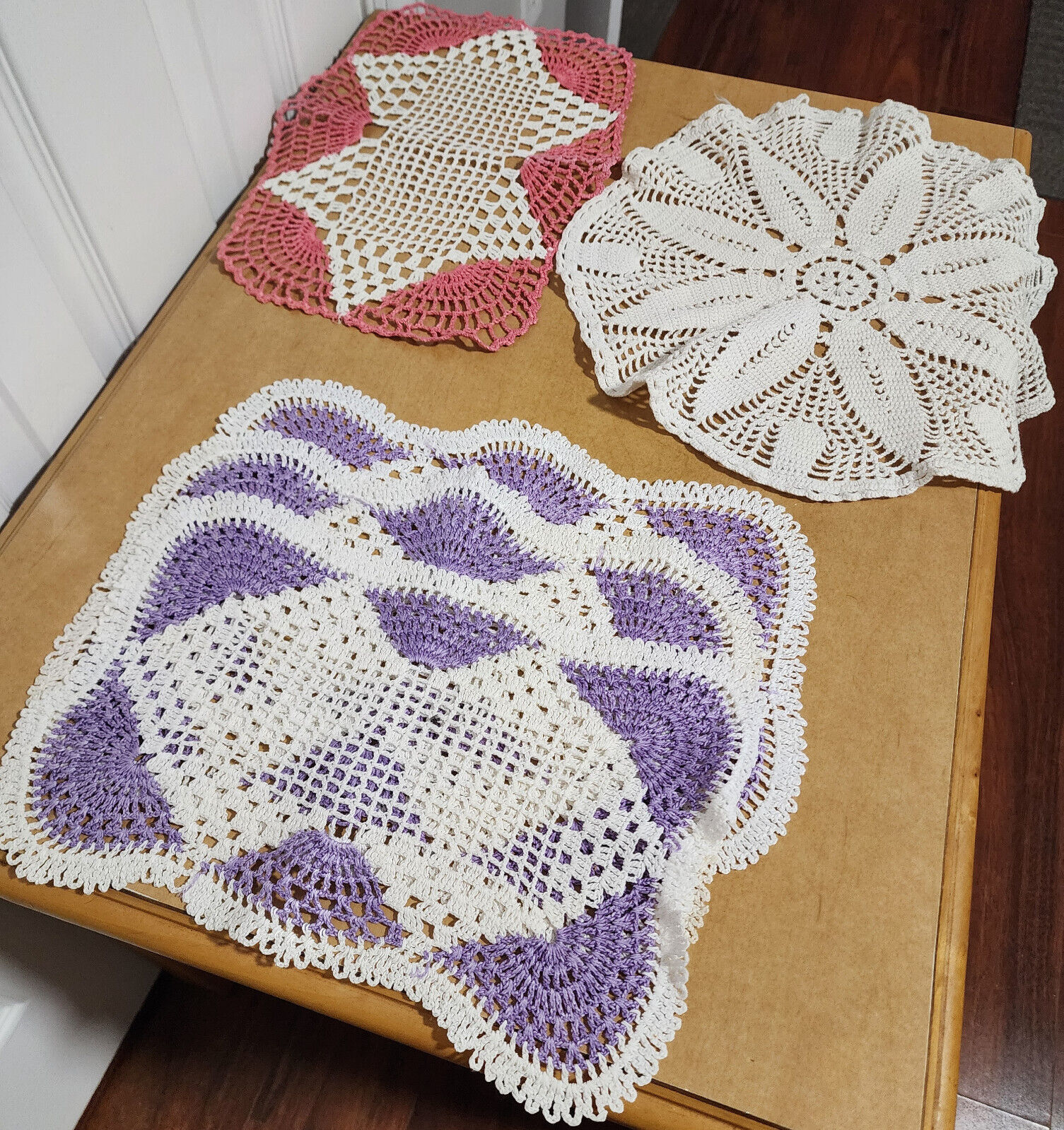 vintage handmade crochet doilies lot