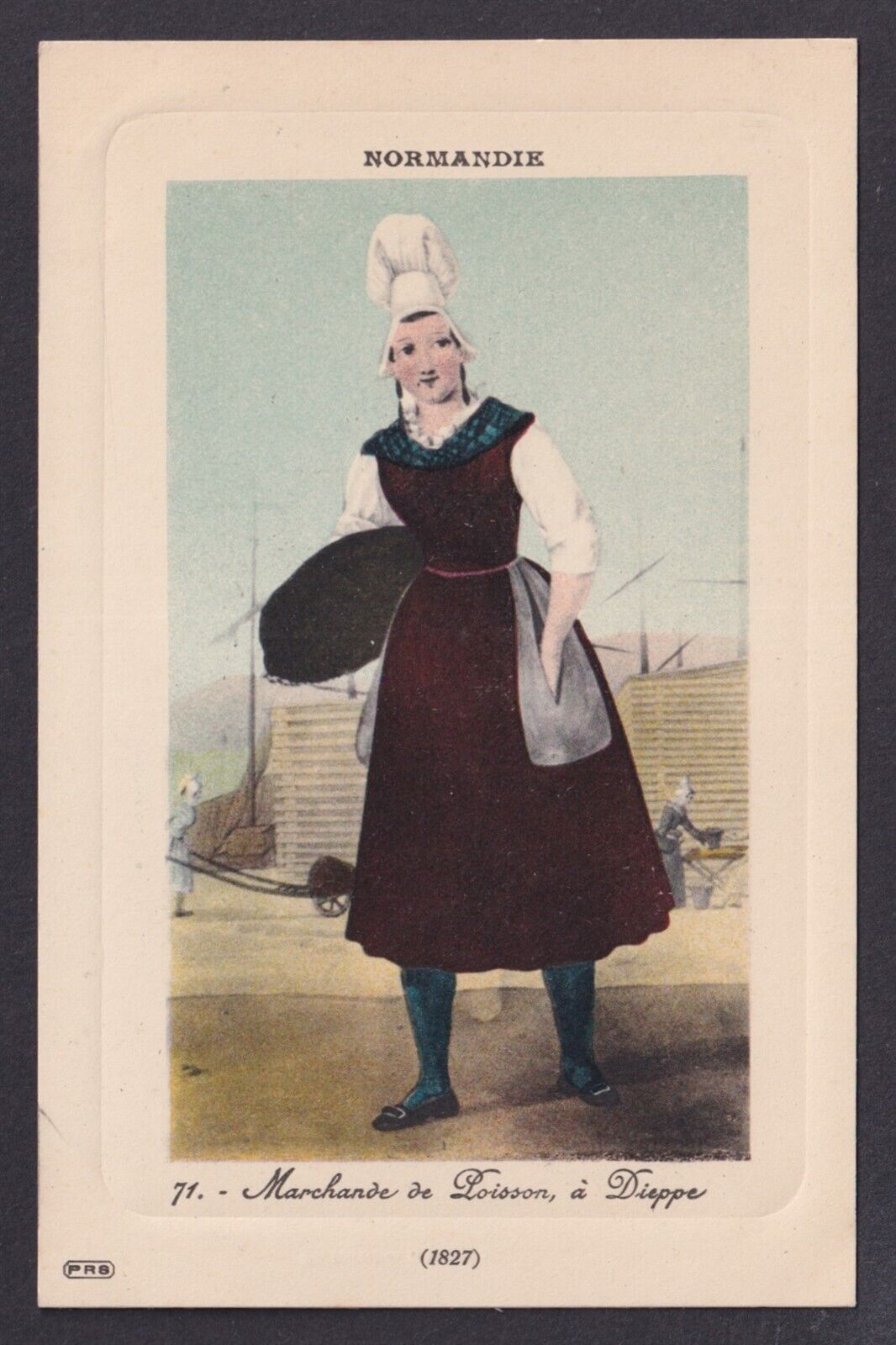 Postcard, National costume, France Normandy, Fish Merchant