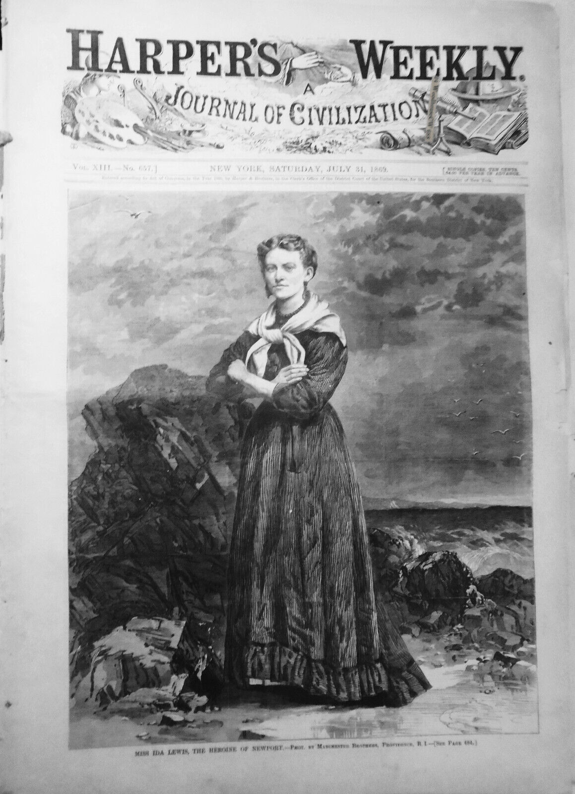 Harper's Weekly July 31, 1869: Ida Lewis, Newport, RI heroine; Camp meeting etc