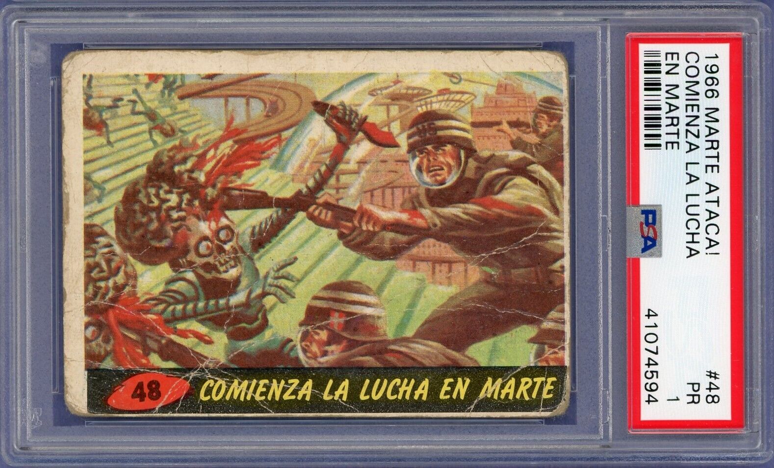RARE 1966 Marte Ataca #48 Comienza La Lucha En Marte, Spanish Mars Attacks PSA