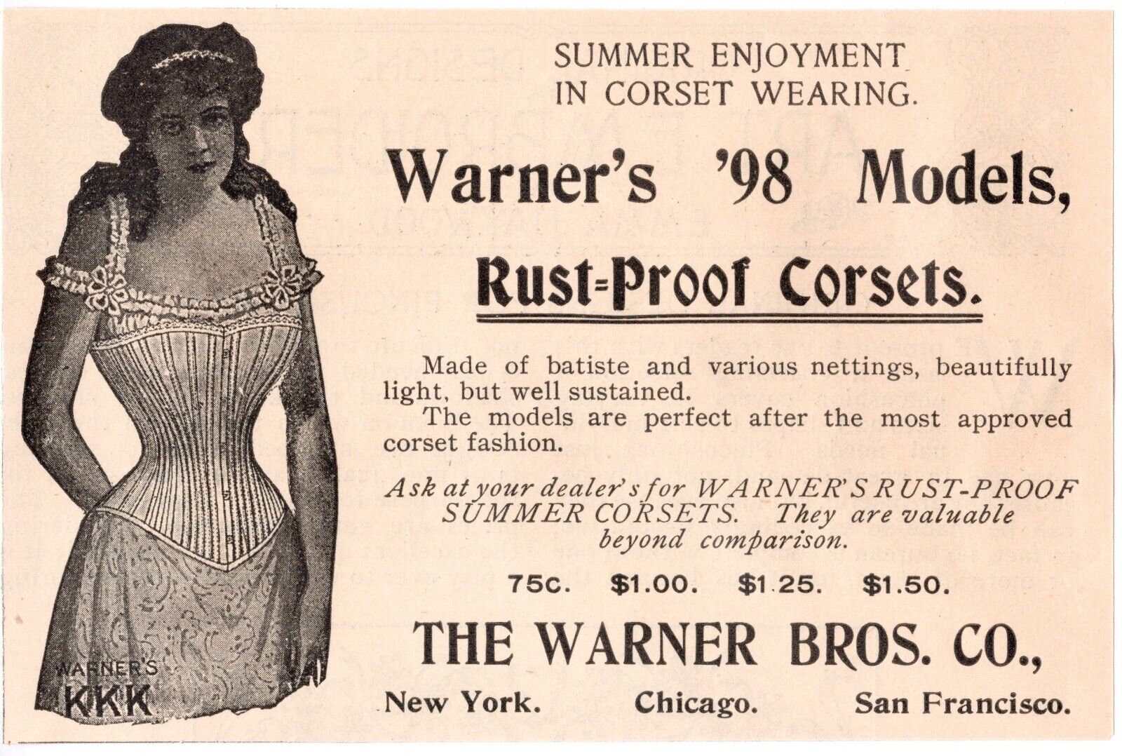 c1880s Rust Proof Corsets WarnerBros Co Victorian Lady Fashion Antique Print Ad