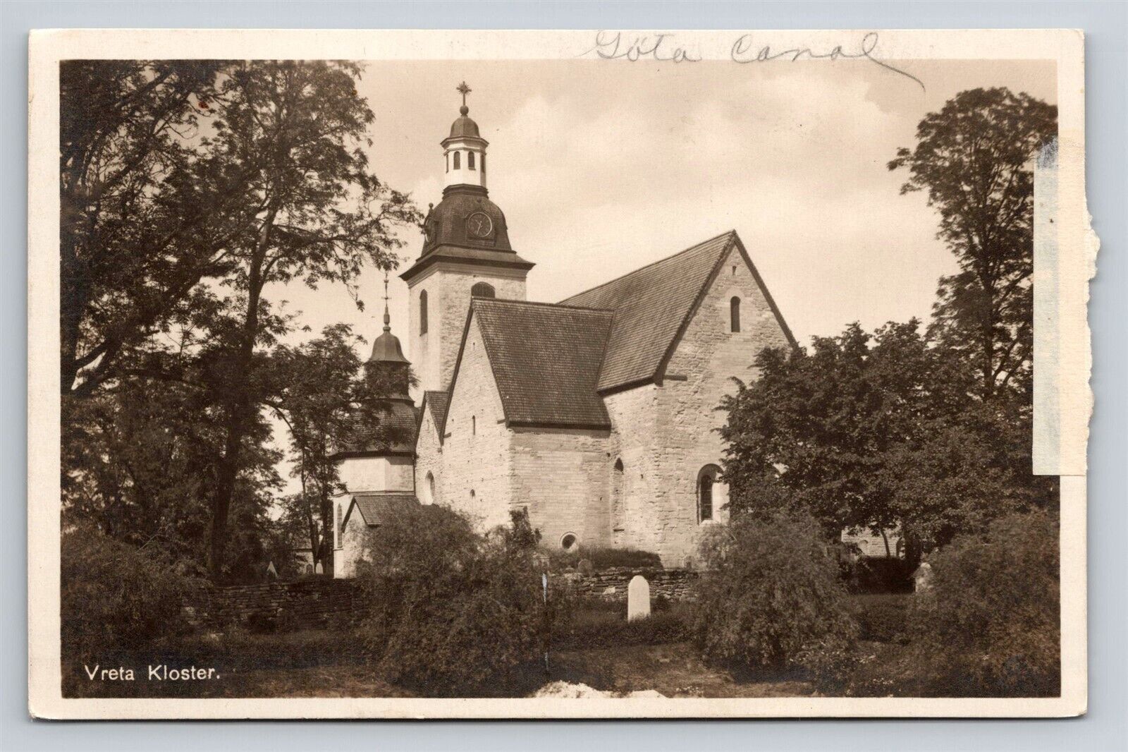 RPPC Berg Sweden Vreta Kloster Vreta Abbey Vintage Photo Postcard View (DAMAGED)