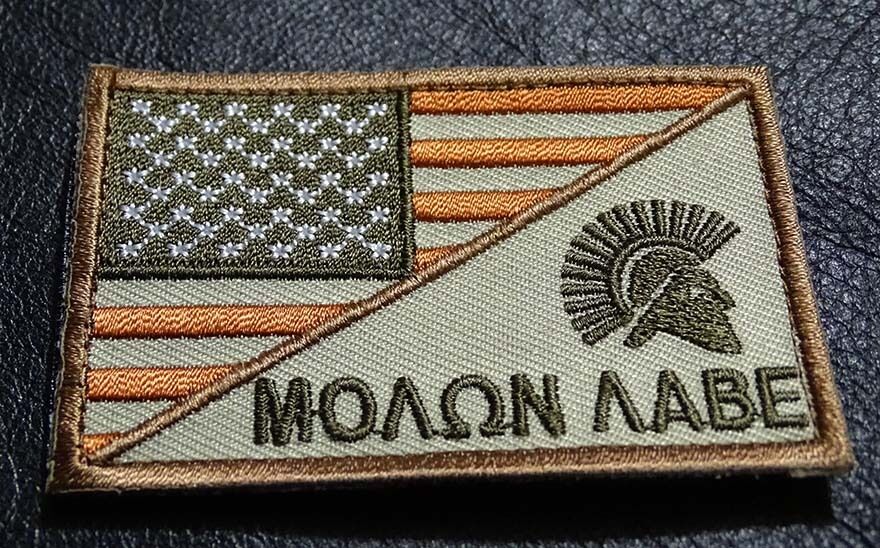 MOLON LABE SPARTAN USA FLAG HOOK FASTENER PATCH 