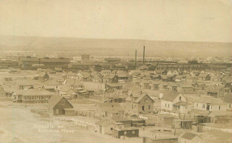 Montana Glendive Birdseye View Foster 1912 RPPC Photo Postcard 22-4559