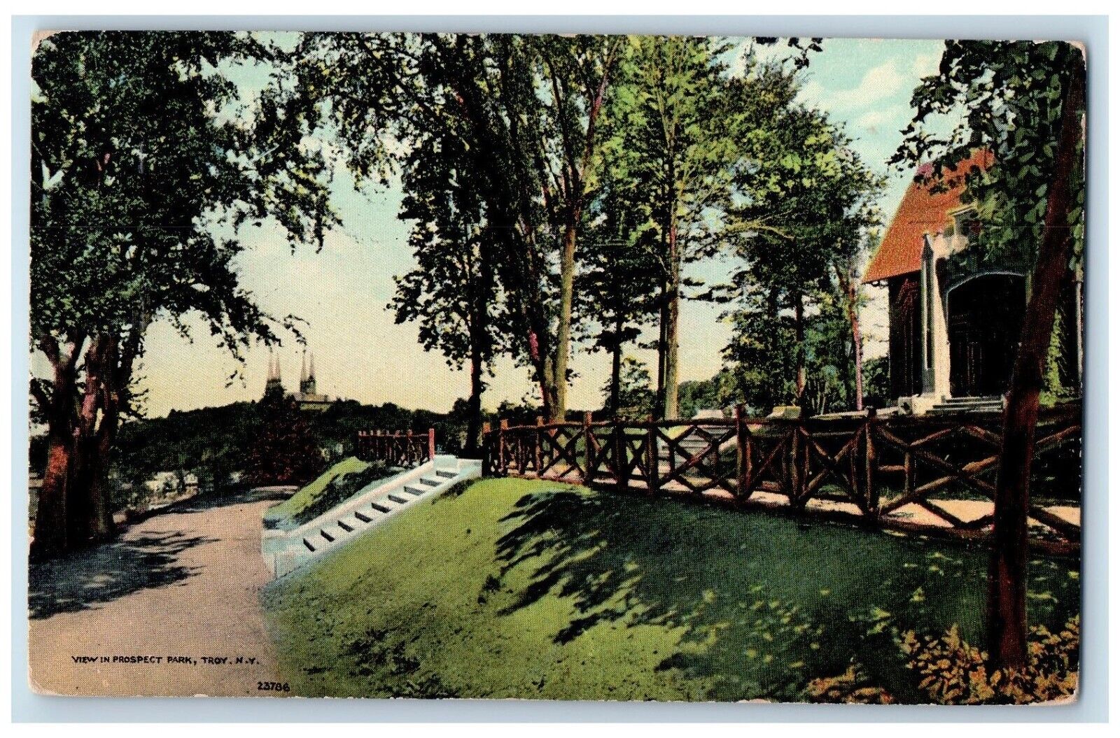 1909 View In Prospect Park Troy Waterville New York NY Posted Antique Postcard