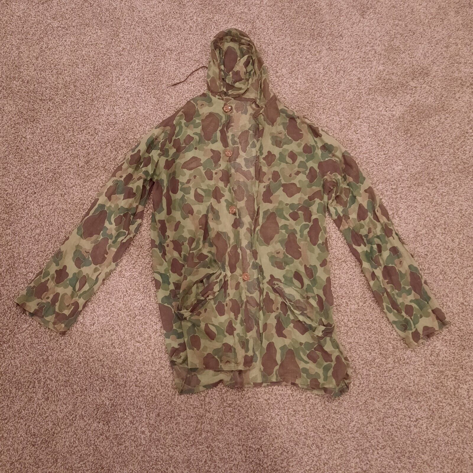 RARE Original WWII USMC US Army Frogskin  Camouflage Net Jacket, Cover, Sniper